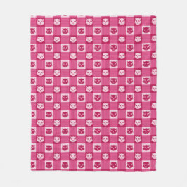 Katzen-Gesichts-Rosa-Gingham-Muster niedlich Fleecedecke