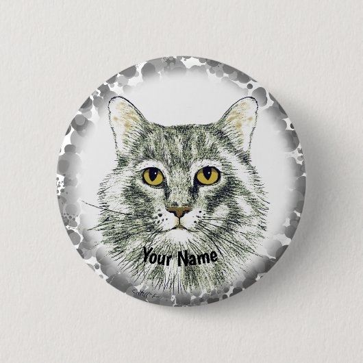 Katzen-Gesichtspinnadel Button (Vorderseite)