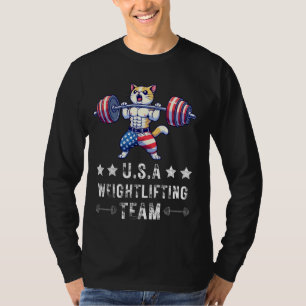Katzen-Gewichtheber-Team Amerika Vintage Retro US T-Shirt