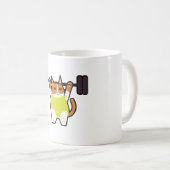 Katzen-Gewichts-Anhebenlustige Kaffeetasse (VorderseiteRechts)