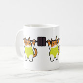 Katzen-Gewichts-Anhebenlustige Kaffeetasse (Vorderseite Links)