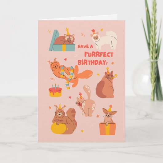 Katzen Glücklicher Geburtstag Karte (Vorderseite)