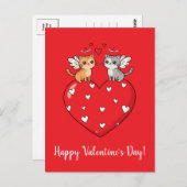 Katzen Glücklicher Valentinstag! Postkarte (Vorne/Hinten)