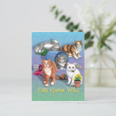 Katzen Gone Wild Postkarte (Stehend Vorderseite)