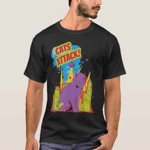 Katzen greifen an I Katze Kätzchen Laser Raum Retr T-Shirt