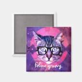 Katzen Groovy Katze Magnet (Vorderseite/Rückseite)