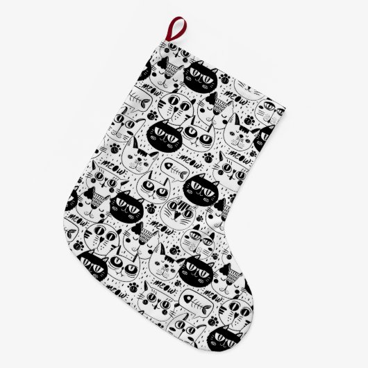 Katzen Großer Weihnachtsstrumpf (Vorderansicht (hängend))