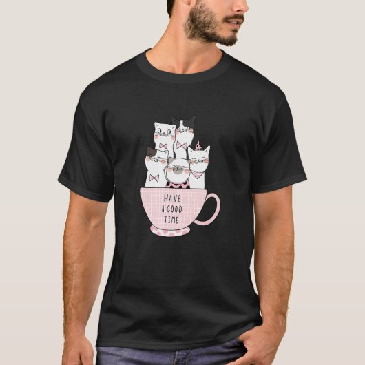 Katzen Gute Zeit Kaffee und Baristas T-Shirt (Vorderseite)