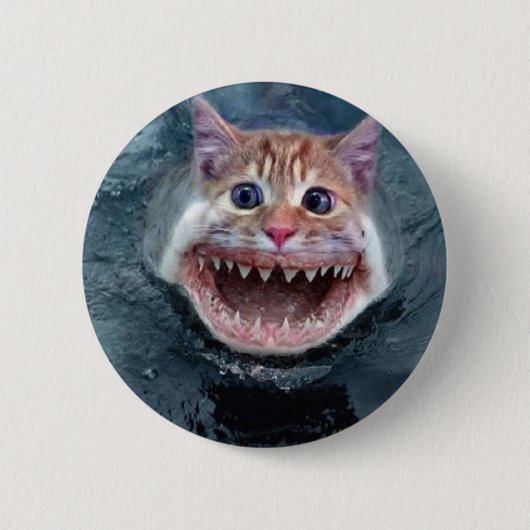 Katzen-Haifisch-Knopf Button (Vorderseite)