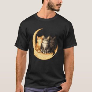 Katzen Halbmond Süße Katzenliebhaber T-Shirt