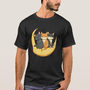 Katzen Halbmond Süße Katzenliebhaber T-Shirt