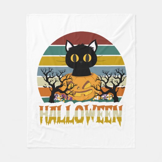 Katzen Halloween Fleecedecke (Vorderseite)