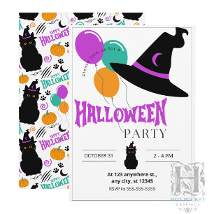 Katzen-Halloween-Party-Einladung Einladung