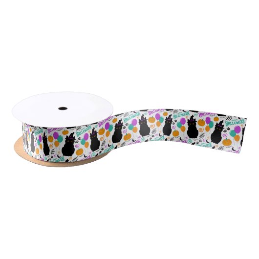 Katzen-Halloween-Satinband Satinband (Spule)