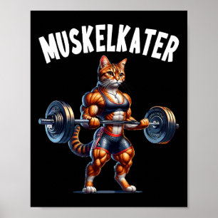 Katzen-Hantel-Design für Bodybuilder Bodybuilding Poster