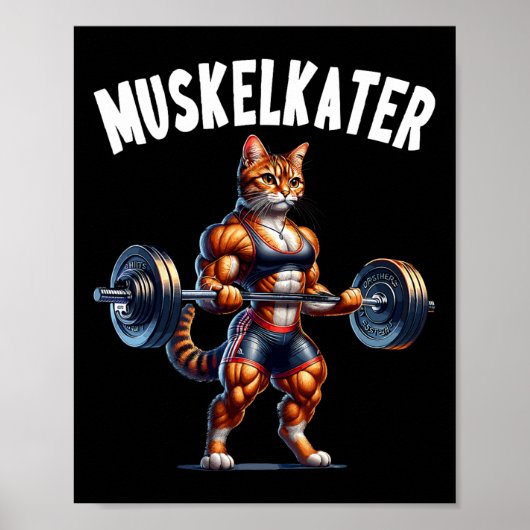 Katzen-Hantel-Design für Bodybuilder Bodybuilding Poster (Vorne)