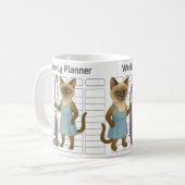 Katzen-Hausfrau Wochenplaner Kaffeetasse (Vorderseite Links)