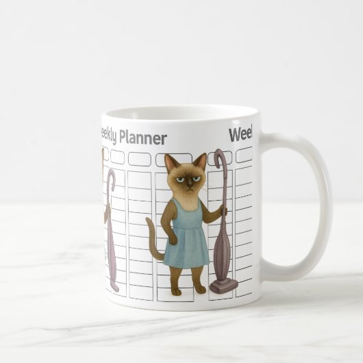 Katzen-Hausfrau Wochenplaner Kaffeetasse (Rechts)