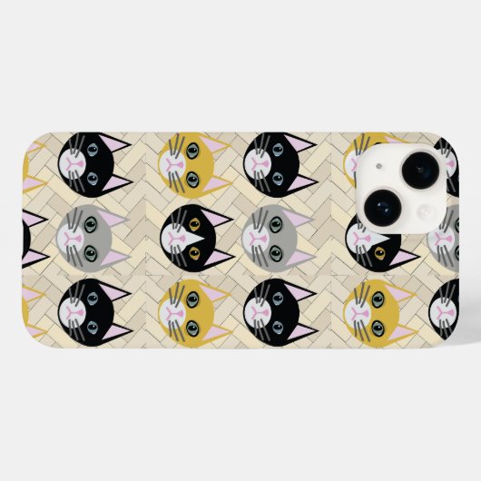 Katzen Herringbone Beige Case-Mate iPhone Hülle (Rückseite (Horizontal))