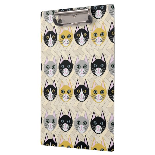 Katzen Herringbone Beige Klemmbrett (Links)