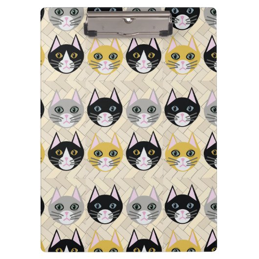 Katzen Herringbone Beige Klemmbrett (Vorderseite)