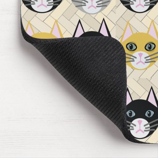 Katzen Herringbone Beige Mousepad (Ecke)