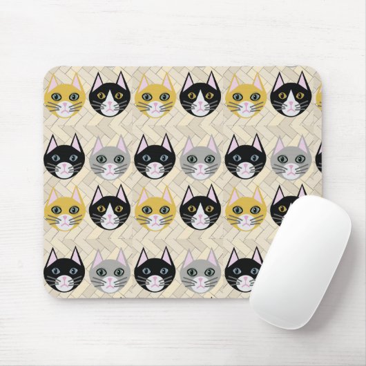 Katzen Herringbone Beige Mousepad (Mit Mouse)