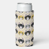 Katzen Herringbone Beige Selters Dosenkühler (Seltzer Vorderseite)