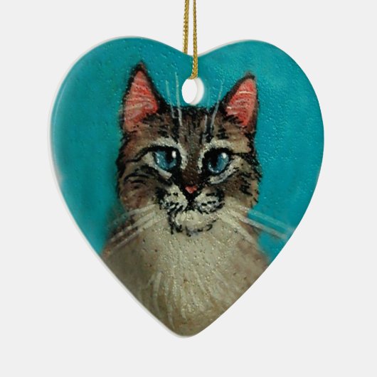 Katzen-Herz-Förmiges Weihnachten oder Keramikornament (Rechts)