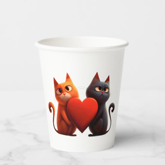 Katzen, Herz, Haustier Pappbecher (Vorderseite)