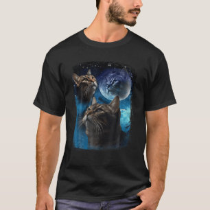 Katzen heulen bei Mond Lustig Vintage Drei Katzen T-Shirt
