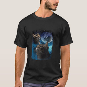 Katzen heulen zum Mond Lustig Vintage Drei Katzen T-Shirt