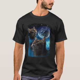 Katzen heulen zum Mond Lustig Vintage Drei Katzen T-Shirt