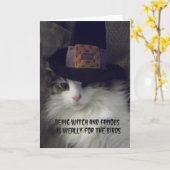 Katzen-Hexe-Halloween-Gruß-Karte Karte (Gelbe Blume)