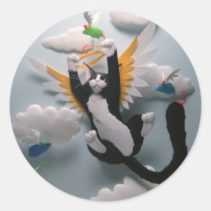 Katzen-Himmels-Aufkleber Runder Aufkleber