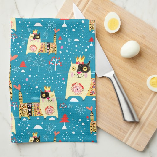 Katzen, Hippie, Bohemische und freie Spirituosen Geschirrtuch (Viertel Falte)