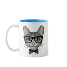 Katzen-Hipster mit Polka-Punkt-Bogen-Krawatte