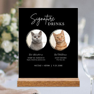 Katzen-Hochzeits-Signature-Drinks Cocktailbar Schw Acrylschild