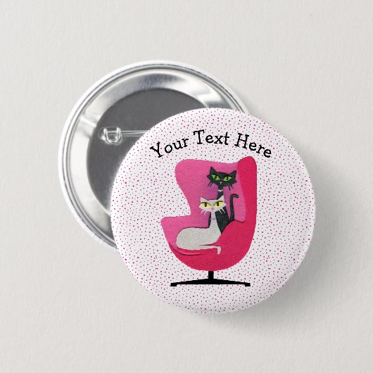 Katzen Hübsche Augen Mitte Jahrhundert rosa Stuhlp Button (Vorne & Hinten)