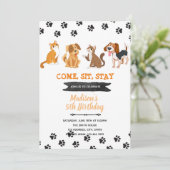 Katzen Hund Geburtstag Einladung (Stehend Vorderseite)