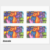 Katzen & Hunde bunt Abstrakte Originalkunst Rechteckiger Aufkleber (Blatt)