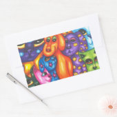 Katzen & Hunde bunt Abstrakte Originalkunst Rechteckiger Aufkleber (Umschlag)