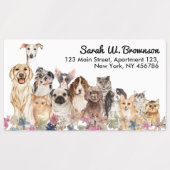 Katzen Hunde Haustiere rosa Lilac weiß Etiketten (Design 1)