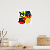 Katzen & Hunde registrieren_Frisky Freunde (Farbfo Poster (Küche)