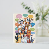Katzen & Hunde sagen die dunkelsten Dinge - Funny  Postkarte (Stehend Vorderseite)