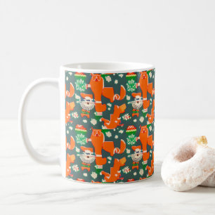 Katzen & Hunde Weihnachtsmuster Kaffeetasse