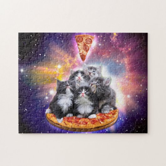 Katzen Illuminatis und Pizza Puzzle (Horizontal)