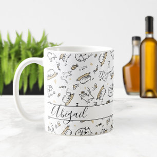 Katzen Illustrationsname oder Monogram Cat Lover Kaffeetasse