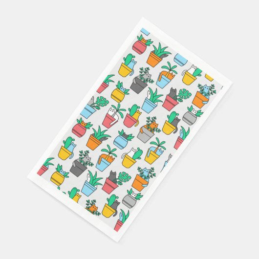 Katzen im Blumenpotsv Serviette (Ecke)