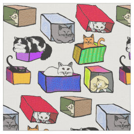 Katzen im bunten Kasten-Gewebe Stoff